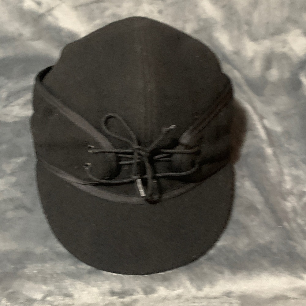 Crowncap Cap Mens 7 1/4 Wool Ear Flap Winter Hat Black Made in Canada HuntingEUC